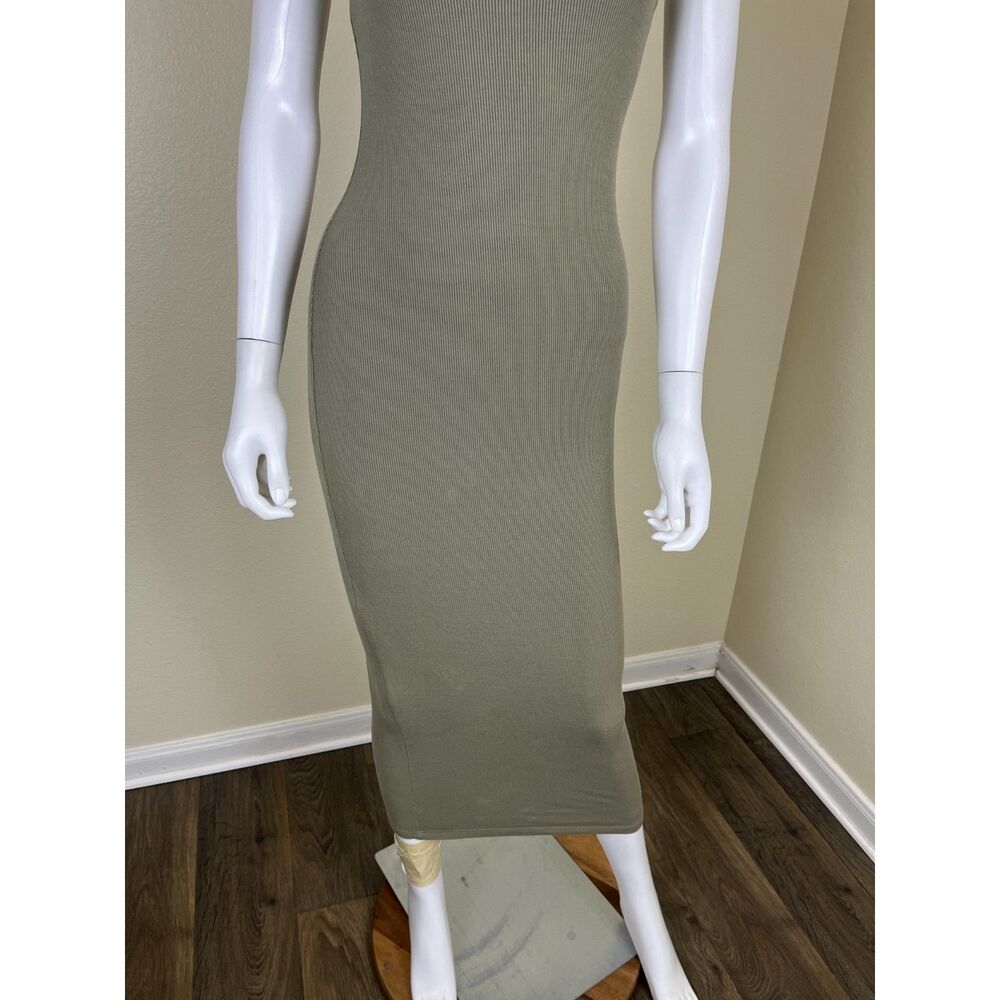 MESHKI Women Size XS Green Ribbed Cami Maxi Bodycon Dress Casual Minimal Travel - Picture 7 of 15